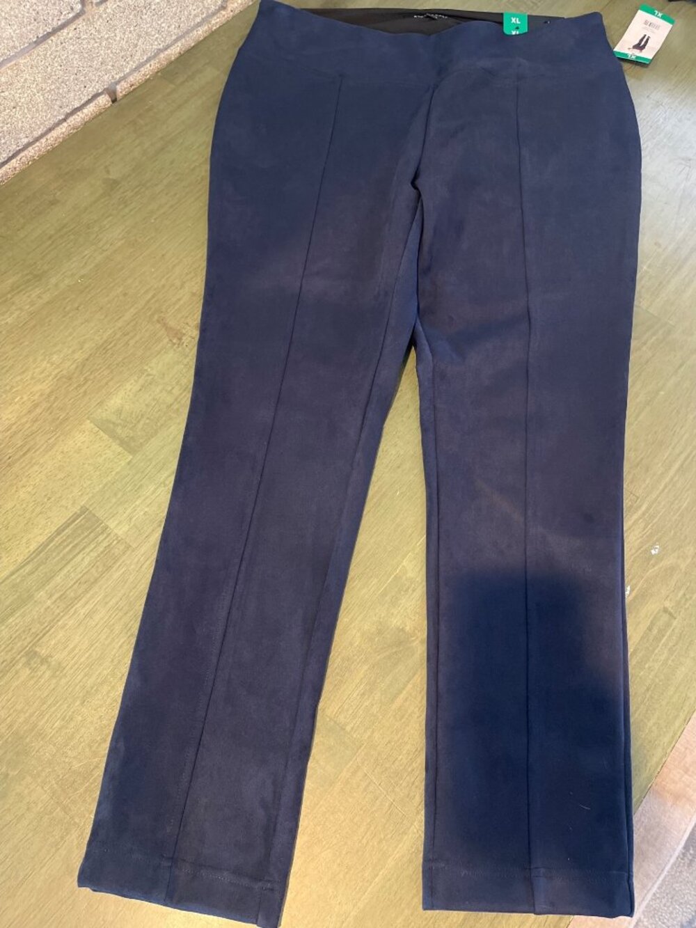 Andrew Marc Womens Navy Blue Faux Suede Straight-Leg Pants XL